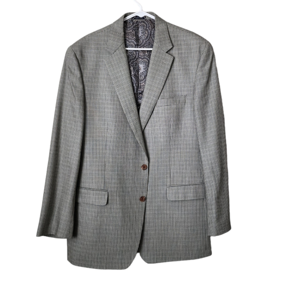 RALPH RALPH LAUREN men's plaid check 2 button blazer in slate grey 44L